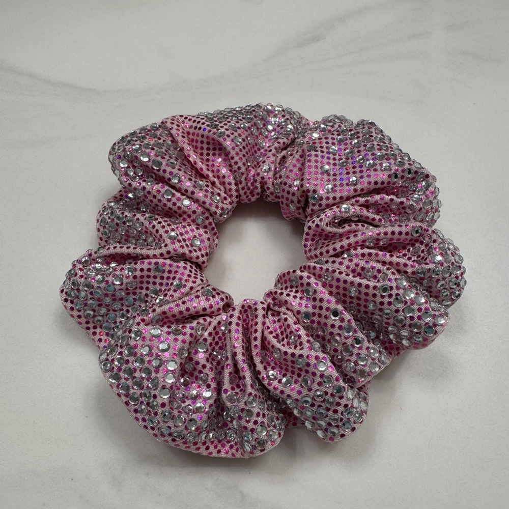 Pink and Silver Sequin Scrunchie